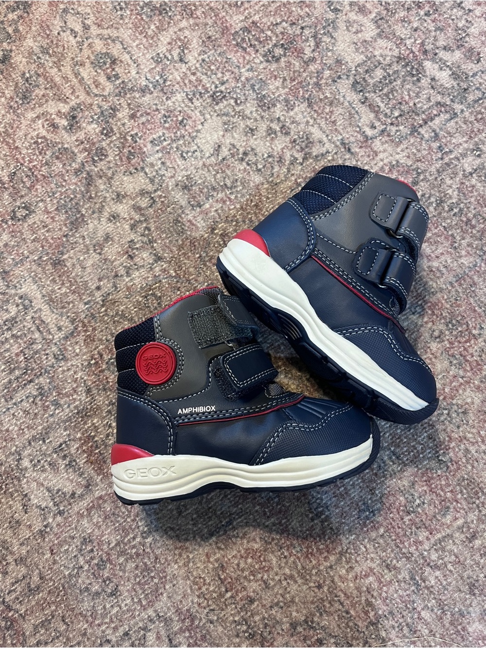 Geox Kids' Navy and Red Amphibiox Waterproof Winter Snow Boots US 5 UK 4